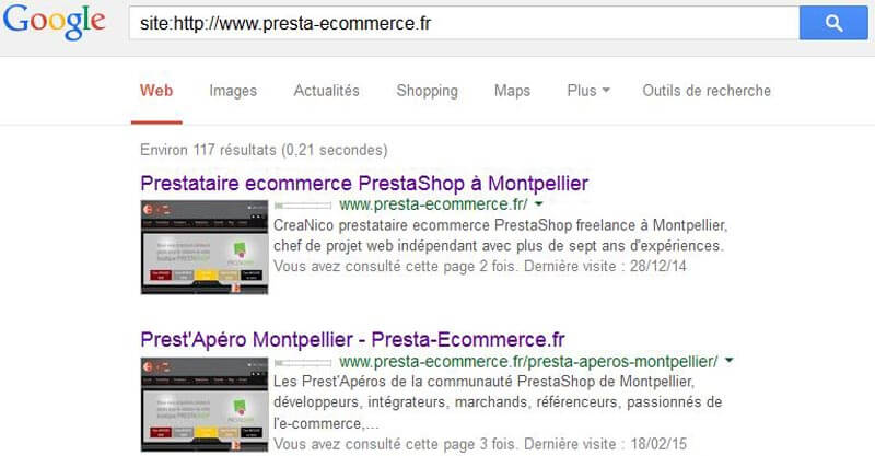 Nombre de pages indexées par Google